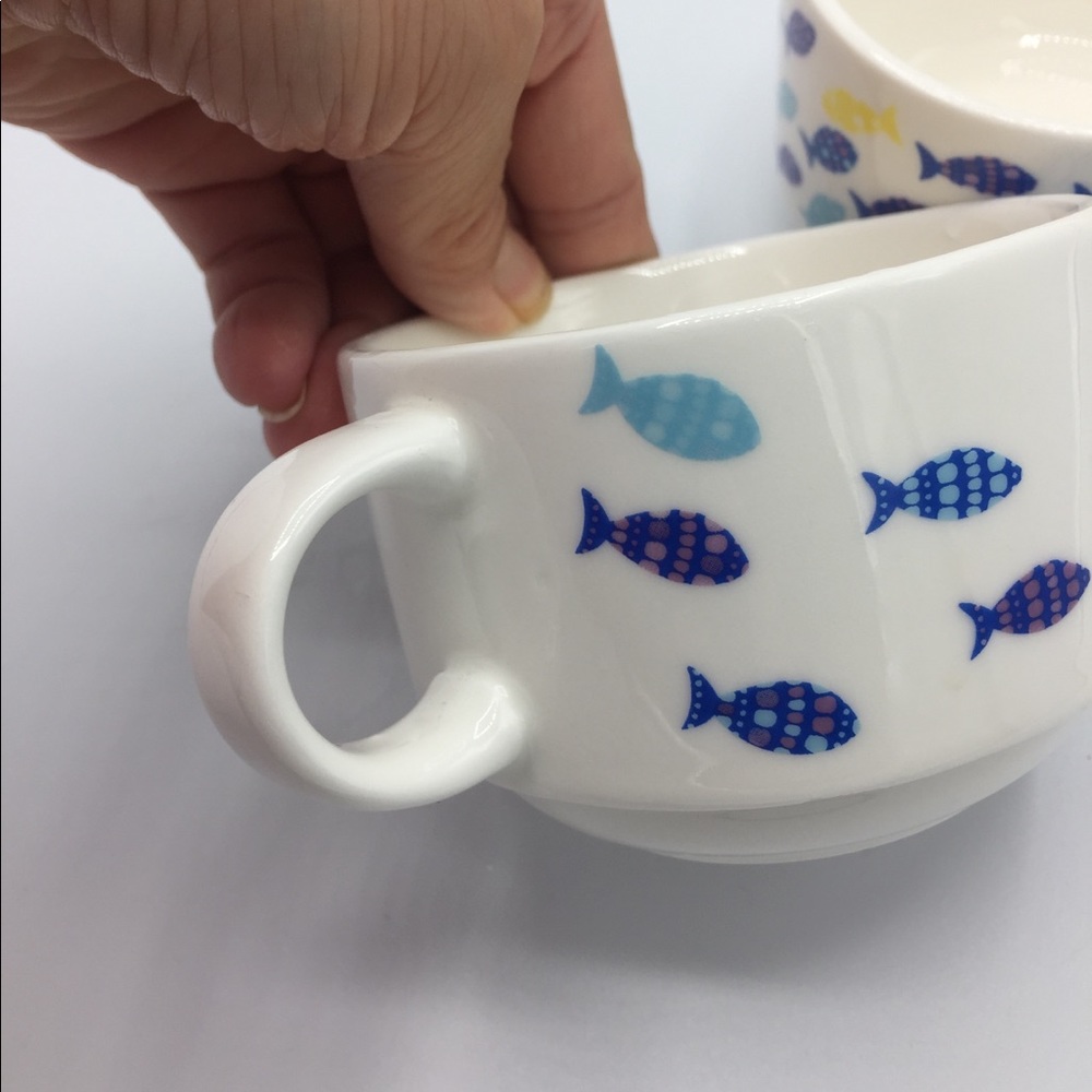 David’s Tea Stackable Fish Tea Porcelain Mugs - Picture 8 of 11
